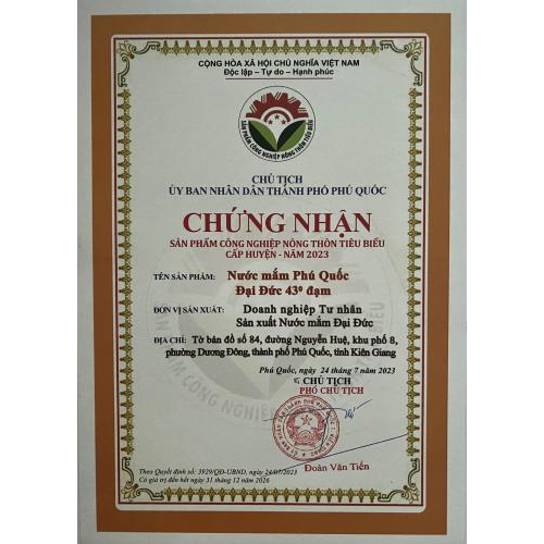 Chứng nhận sản phẩm nông thôn tiêu biểu